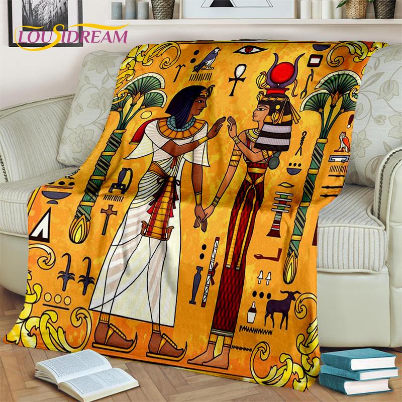 Decke mit ägyptischen Mythologie-Pharao-Hieroglyphen, weiche Überwurfdecke für Zuhause, Schlafzimmer, Bett, Sofa, Picknick, Reisen, Büro, Decke