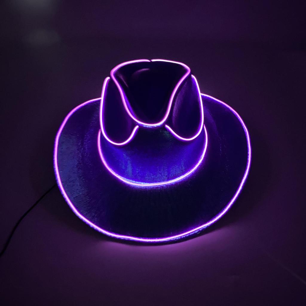 Iridescent LED Light-Up Cowboy Hat for Cosplay & Halloween