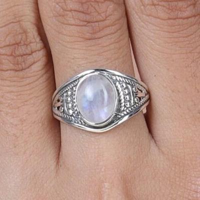 Rainbow Moonstone Oval Gemstone Ring, Handmade Designer Ring, Statement Ring, Bohemian Ring, Christmas Gift, 925 Sterling Silver