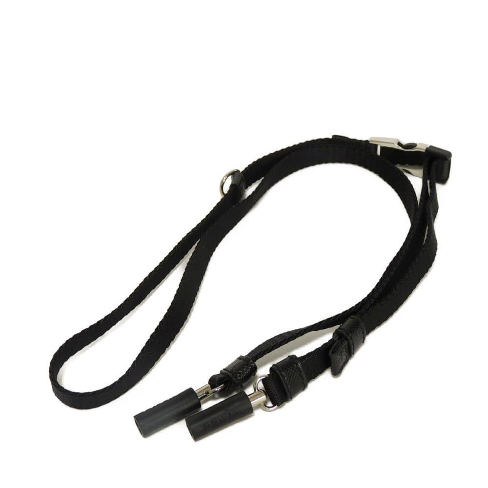 Used PRADA AirPods Carry Necklace Rubber Magnet Earphone D Ring Silver Logo Nylon Black Strap 2ZD007