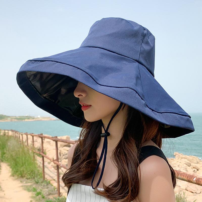 

Japanese vinyl sunscreen hat summer foldable large brim sunshade bucket hat UV sun hat M（56-58cm）