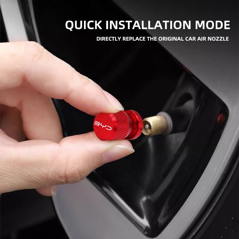 4pcs Aluminum Car Wheel Tire Valve Cap Covers For BYD Atto 3 Act 3 Tang F3 E6 Dmi Yuan Song Plus EV2022 2023 Car Accessories