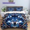 Colorful wolf  Pattern Bedding Quilt Set Quilt Cover Pillowcase Home Decoration  Gift (1 * duvet cover + 2 * pillowcase, without core)