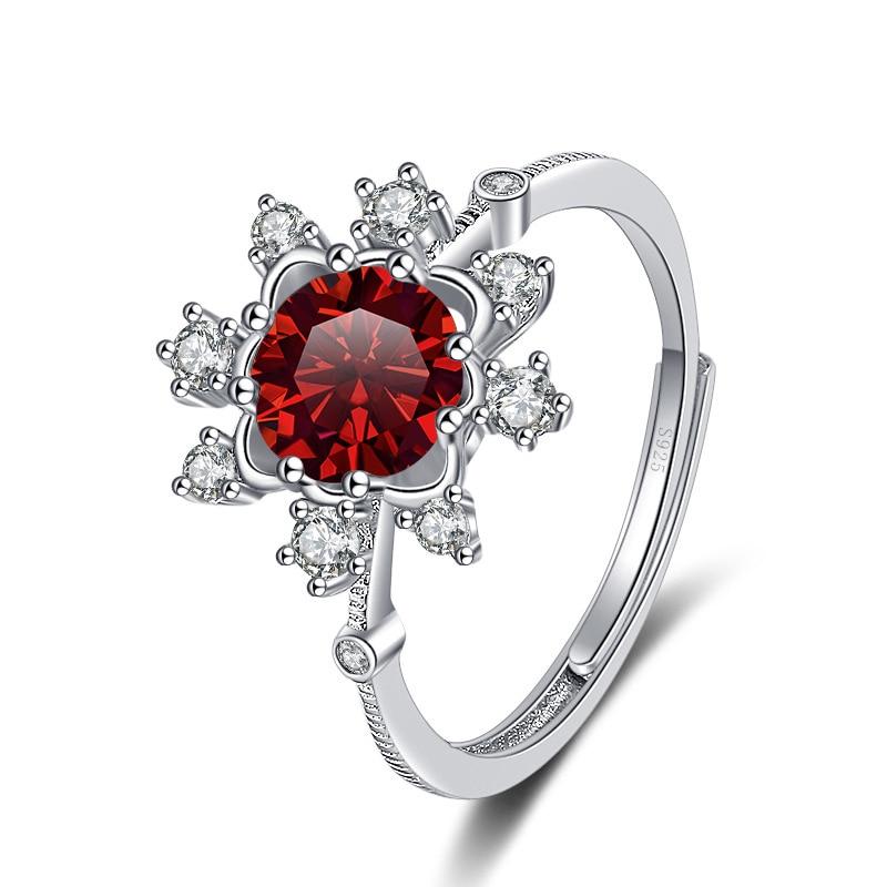 Bague Ringen 1 Carat Eight Heart Eight Arrow Moissanite Diamond Jewelry Sterling Silver S925 Snowflake Ring Adjustable Size Rings