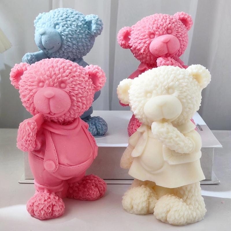 3D Standing Bear Shape Candle Silicone Mold for DIY Hand-made Candle Ornaments Mould Handicrafts Making Tool Baking Mold