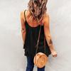 Women's Casual Loose  Spaghetti Straps Pleated Ruffled Sleeveless Tank Top