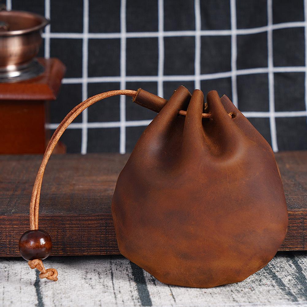 Vintage Genuine Leather Small Coin Purse - Mini Handheld Wallet in First Layer Cowhide