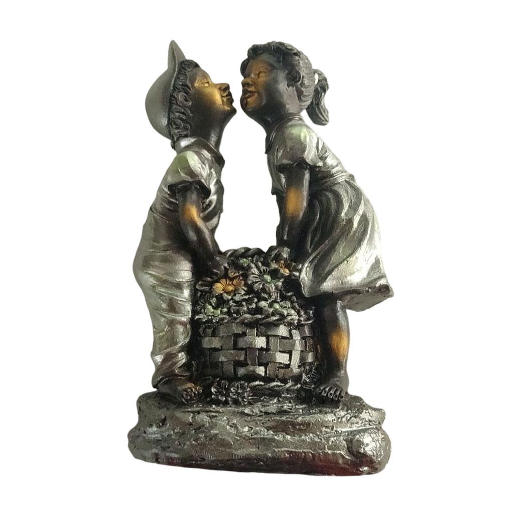 Chlapec A Dívka Zahrada Socha Vodopád Dekor Figurka Ornamenty Tlak