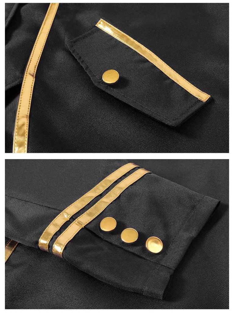 2025 Men's Medieval Gold-Trimmed Evening Tailcoat Costume for Stage Performance