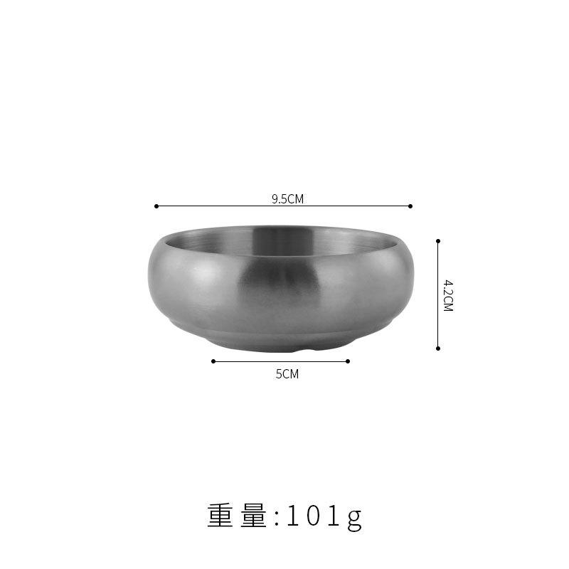 Korean version of 304 stainless steel creative bowl-shaped double-layer thickened restaurant sauce insulation rice soup bowl