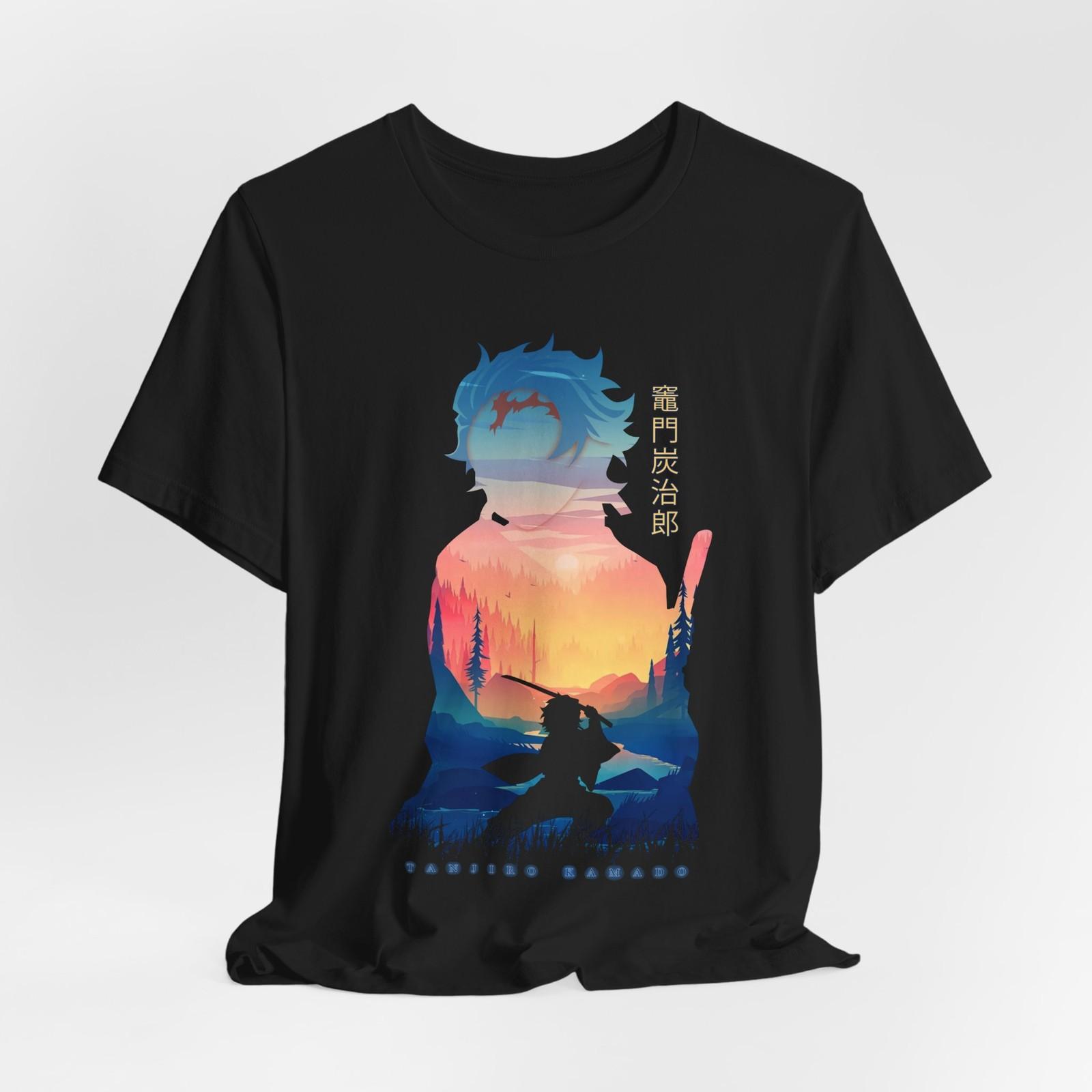 Silhouette Tanjiro T-Shirt Mens Womens Tees Top Tee Tops, Anime Graphic T-Shirt Mens Womens Tees Top, Casual Wear, Unisex Jersey Shirt 2XL