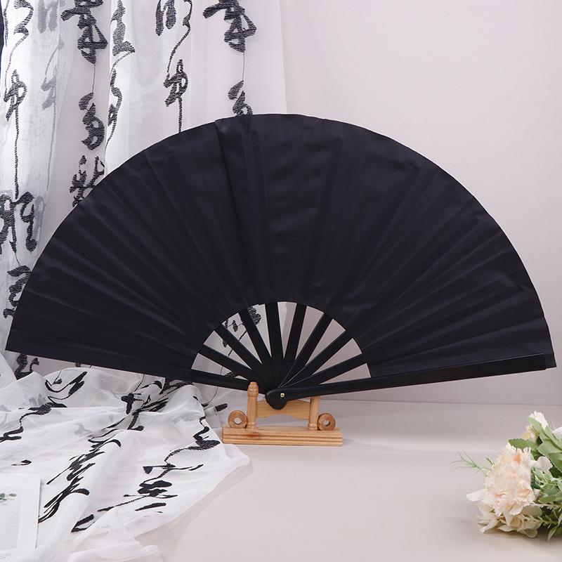 Chinese Martial Arts Kung Fu Fan Tai Chi Dance Fan Plastic Stage Performance Folding Fan Solid Color Fan Photo Prop