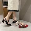 Fashion Mary Jane Shoes Women's 2025 Summer New Square Head Shallow Mouth Thick Heel Non-slip Fashion All-match Retro High-heeled Shoes