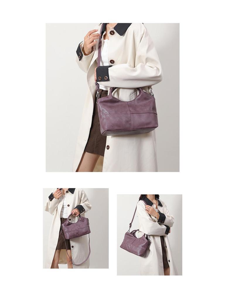Textured Soft Leather Crossbody Handbag for Middle-Aged Women – Lightweight, Large Capacity, Perfect for Commuting.