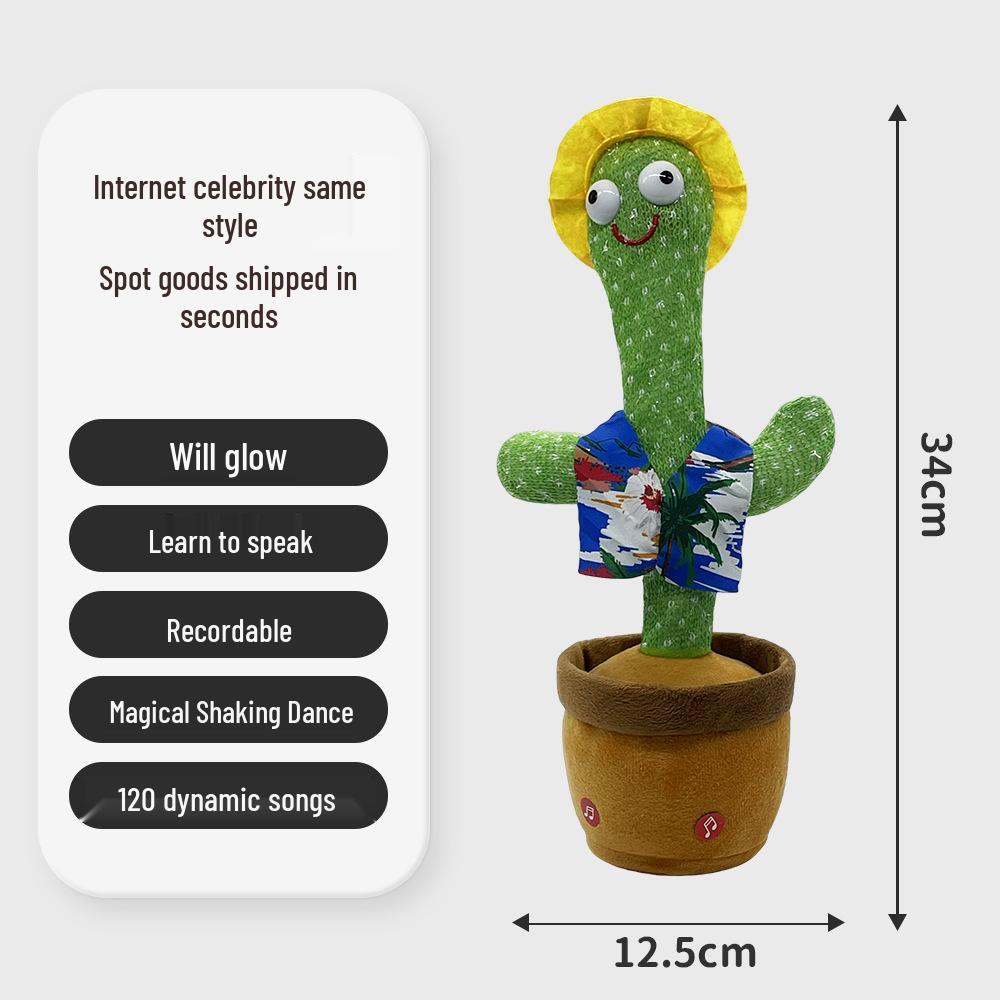 Talking & Dancing Cactus Toy - Wobbly Plush Doll Gift for Kids