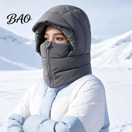 Cold Weather Outdoor Cap Women Winter Balaclava Hat, Wind-Resistant Zipper Face Mask Hat for Weather, Thermal Hooded Scraf Ski Cycling Wind Resistance