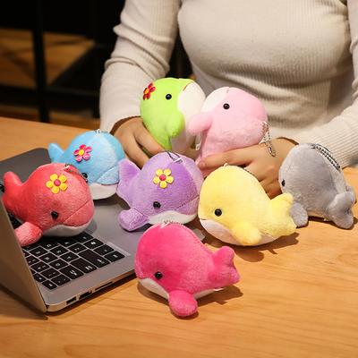 Dolphin Plush Toy with Flower Cute Ocean Fish Toys Key Chain Pendant Gifts for Children Kids Toy Wedding Gifts
