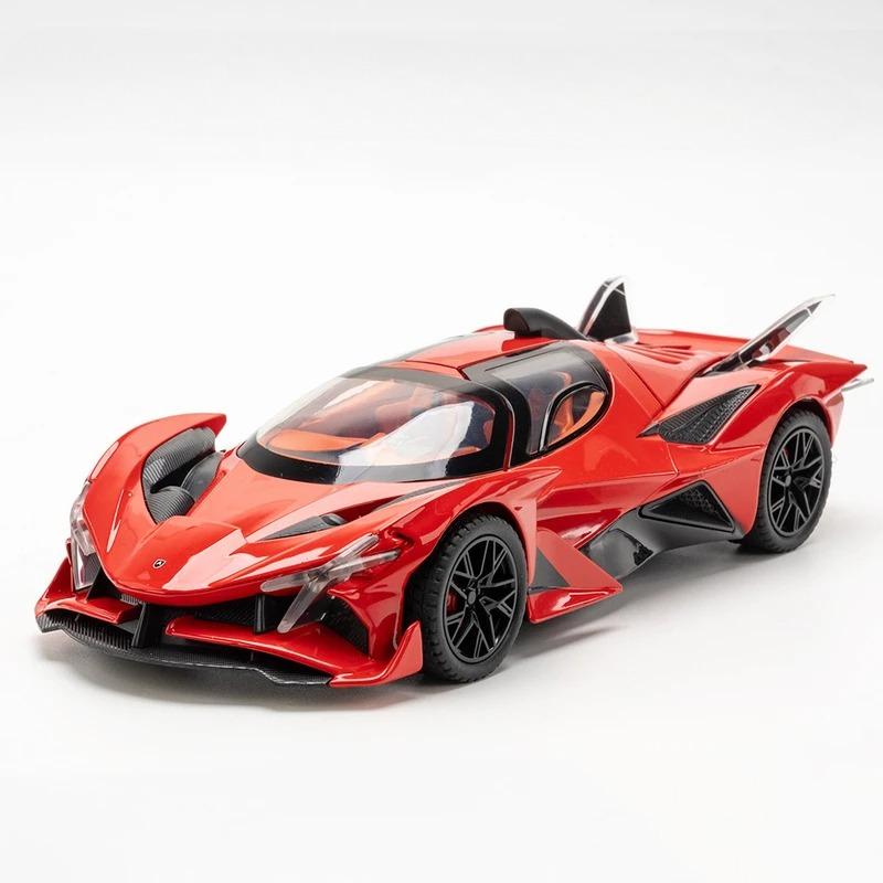 ABAA1 1:24 Project EVO Toy Model Car Diecast Metal Doors Opened Supercar Sound Light Pull Back Vehicles Boys Collection GiftVV