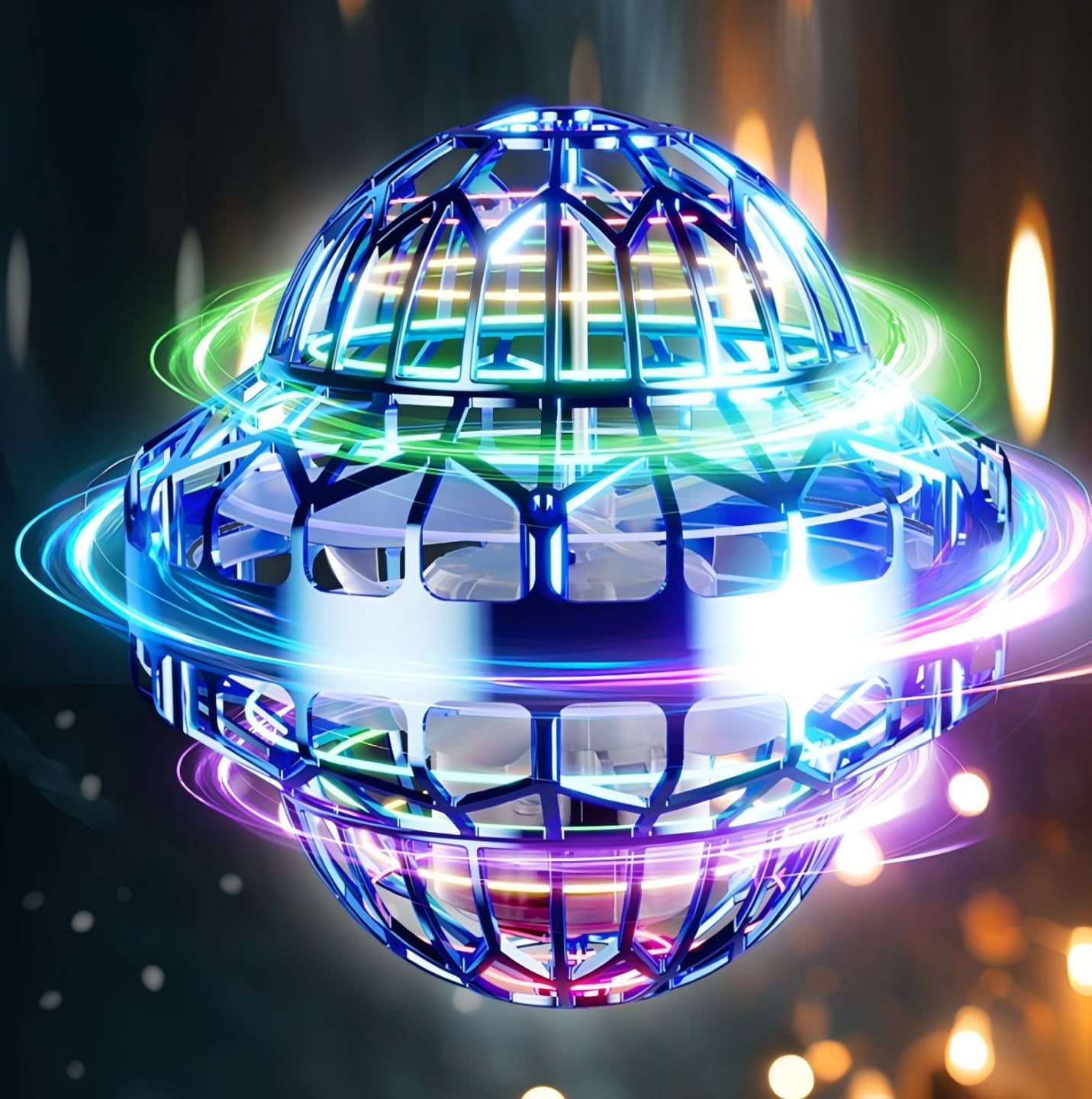 

Flying Ball UFO with LED Gyro Flying Boomerang Christmas Gift Lights, Toy, Spinner, (Red)