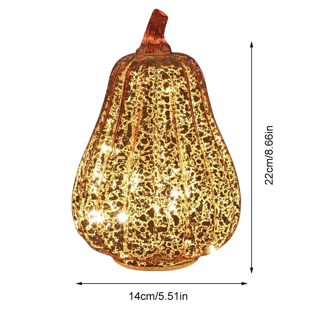 Glass Pumpkin Lanterns Battery Operated Halloween Pumpkin Lights LED Twinkling Lamp W/ Timer Halloween Decorations Desk Ornament