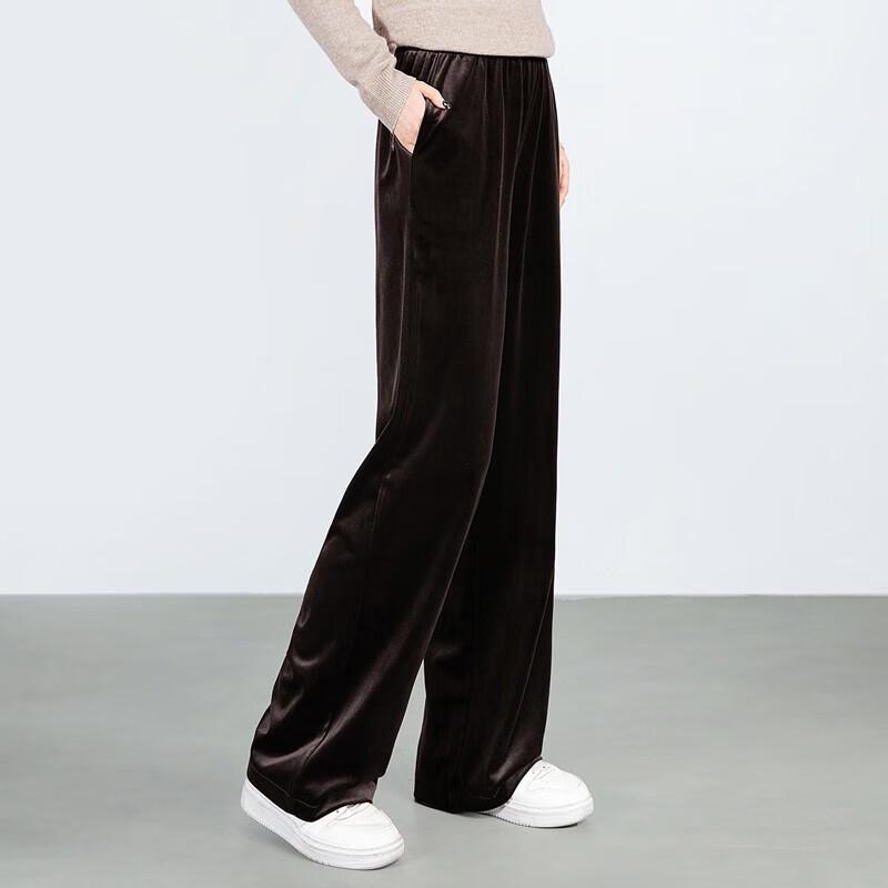 Women's Solid High-Waisted Wide-Leg Elastic Waist Pants