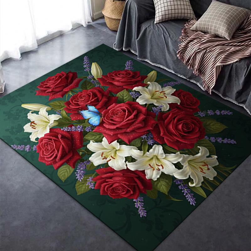 2025 New Classical Flower Carpet Rug for Living Room Bedroom Home Sofa Decoration,Kids play Non-slip Floor Mat18