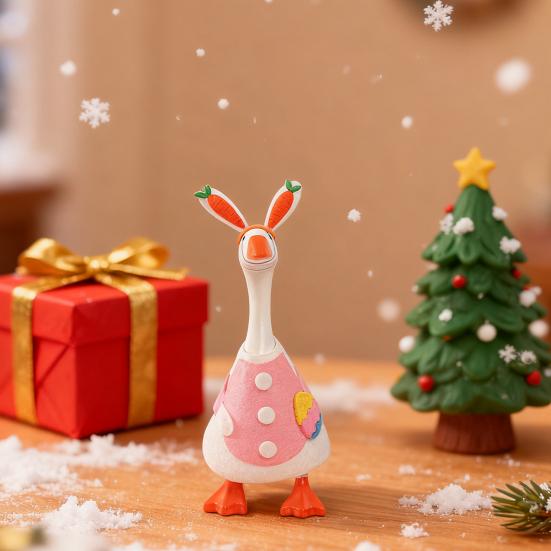 Mini Desk Goose Outfit 7 Inch Goose Statue Costume Felt Goose Clothes with Headpiece for Easter St. Patrick Day Table Key Holder Decor