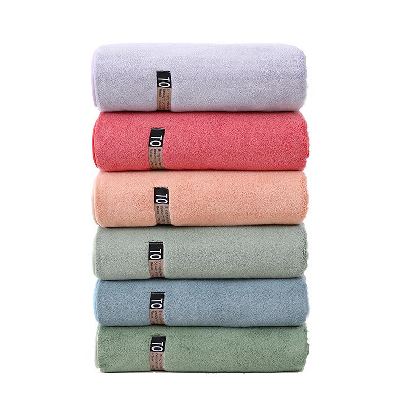 Towel New Coral Fleece Enlarged Thickened Large Bath Towel Multi-colored Bath Towel Soft Absorbent Household Men and Women