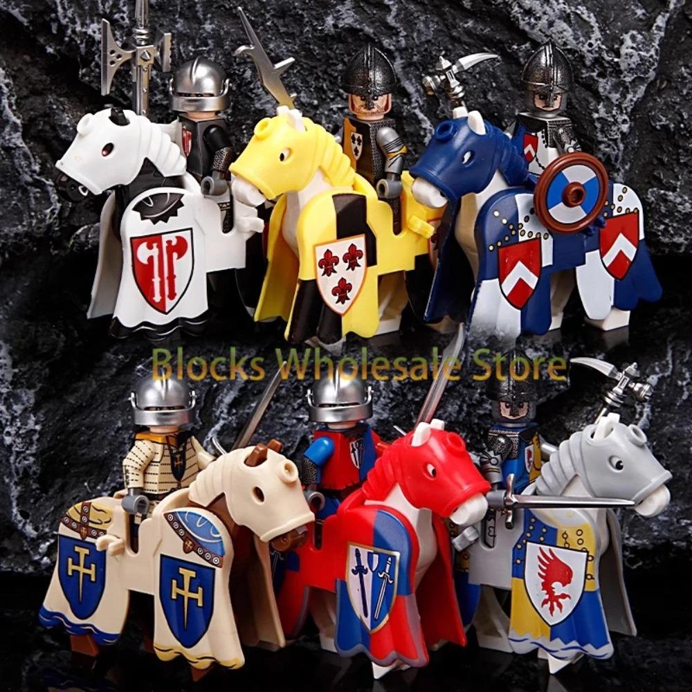Figuras de Soldados de Castelo Militar Medieval Blocos de Construção Roma Cavaleiro Leão Arma Guerreiro Espada Infantaria Capacete Modelo Tijolos Brinquedos