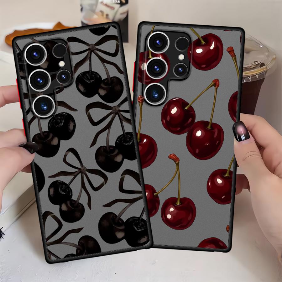 Stylish Cherry Pattern Funda Back Phone Cover Case for Samsung Galaxy S21 S20 FE S26 S23 FE Note 20 Ultra 10+ S22 S24 Plus S25