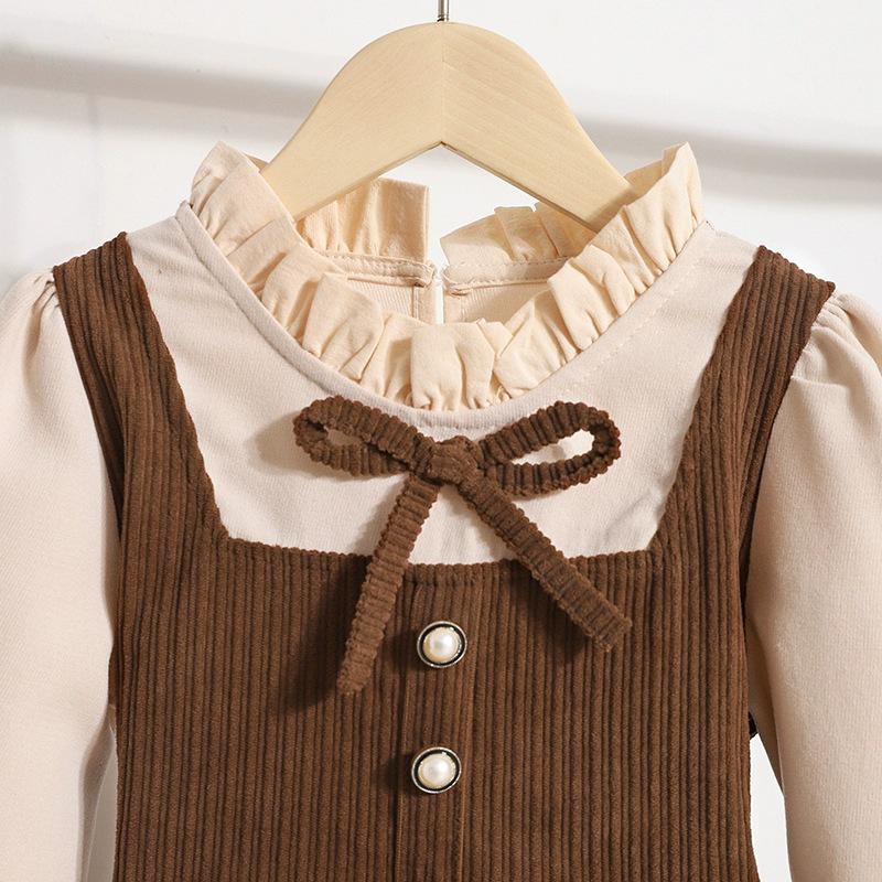 Girls' Autumn Preppy Style Two-Piece Dress - Trendy Children's Fashion