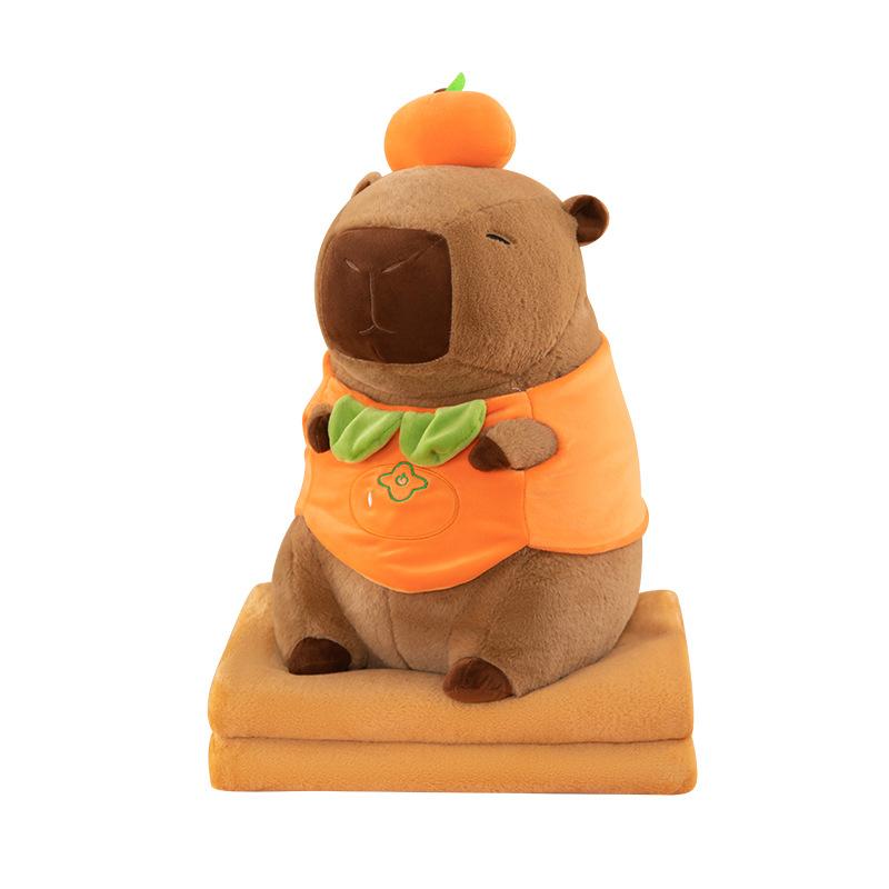 Kapibala Capybara Ugly Cute Doll Kapibala Car Office Air Conditioning Pillow Quilt Nap Blanket Two-in-One