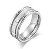 8MM Fashion Matte Groove Men's Stainless Steel Rings for Women Wedding Band Jewelry Gold Color Unique Party Ring Accessories