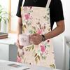 Retro Flowers Linen Kitchen Aprons Floral Printed Cooking Aprons for Women Men Baking Accessories Cleaning Pinafore Delantal