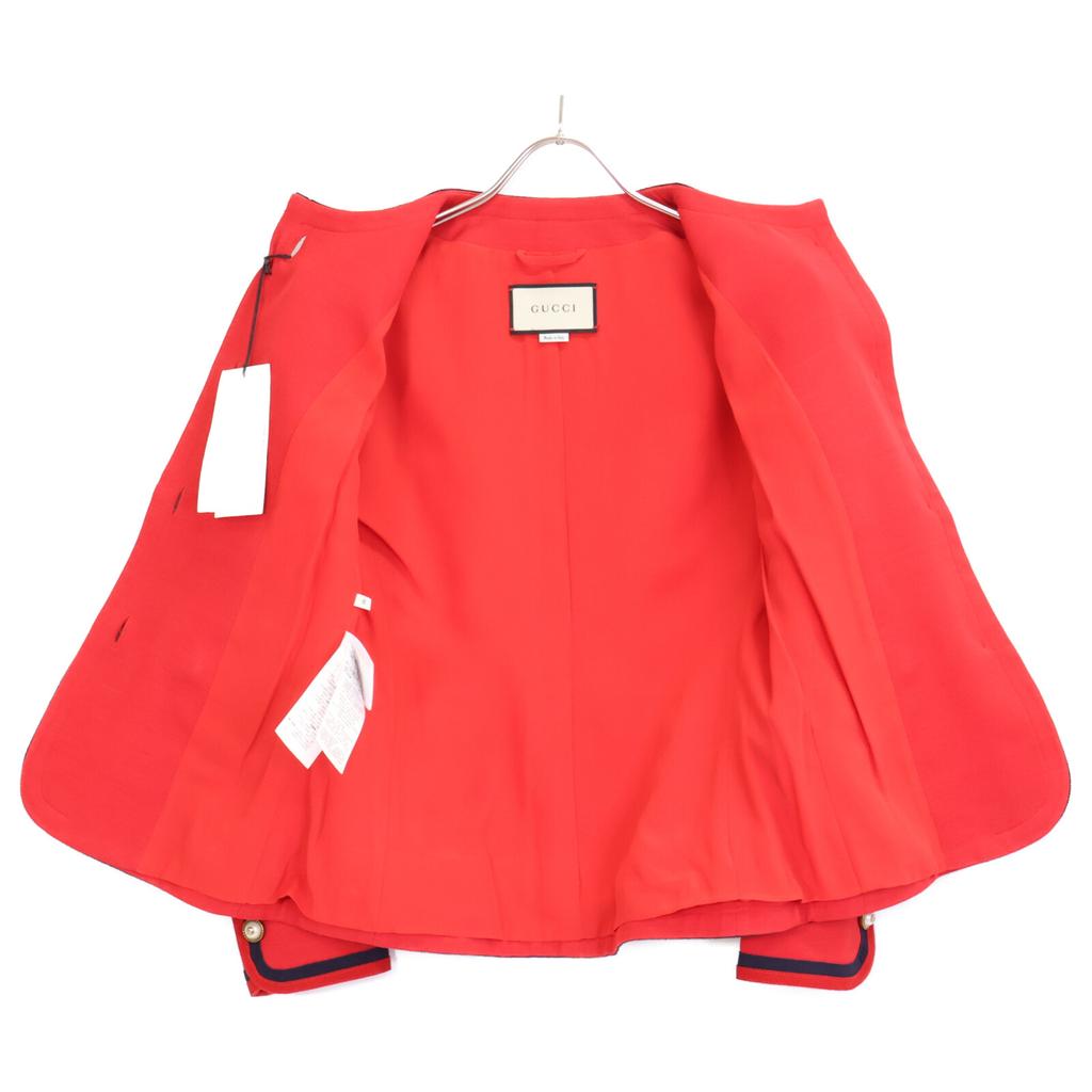Gucci 482665 17 Years Red Pearl Button Collarless Jacket Jacket 38 Red navyUsed