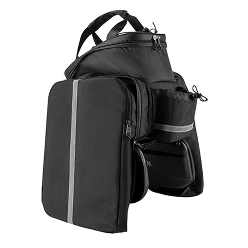 Bike Saddle Bags Rear Rack For Mountain Riding Travel Bike Trunk Saddle Seat Bag Carrier with Reflector Black 31L