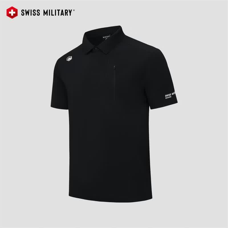 SWISS MILITARY Men s Cooling Business Casual Polo T-Shirt M чёрный