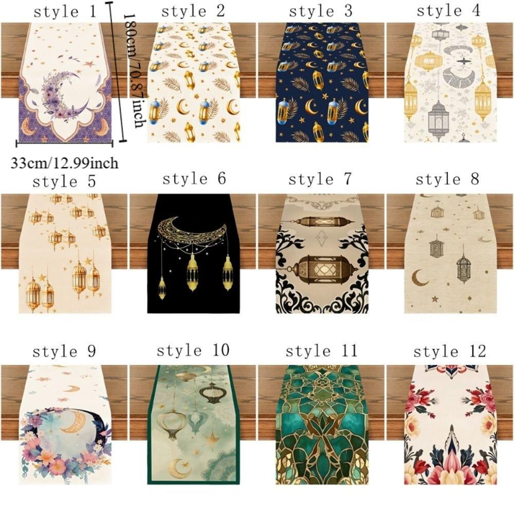 Vintage Moon Star Table Runner Washable Dinner Table Cloth Ramadan Table Runner  Kitchen