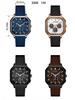 Deri Kayışlı ve Çok Fonksiyonlu Üç Gözlü Tasarımlı Trend Erkek Büyük Kadran Kare Saat