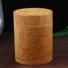 Carved Bamboo Tea Storage Box Lid Seal Tea Canister Food Spice Nut Box Organizer Kitchen Storage Jars Accessories