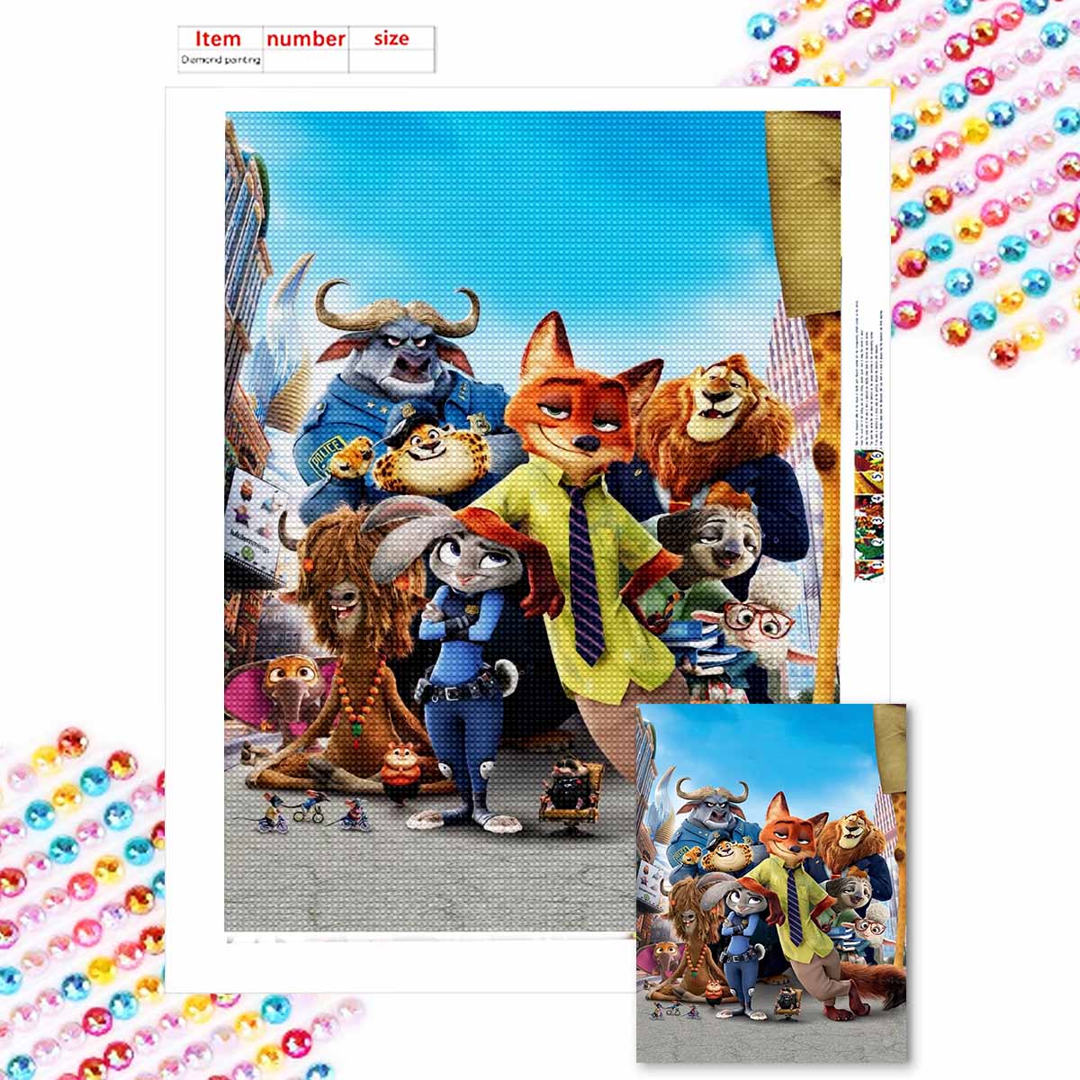 

Алмазная мозаика Сделай сам Zootopia Набор для вышивания крестом Мозаичное искусство Алмазная живопись Полный круг Алмаз Домашнее украшение Round 30x40cm