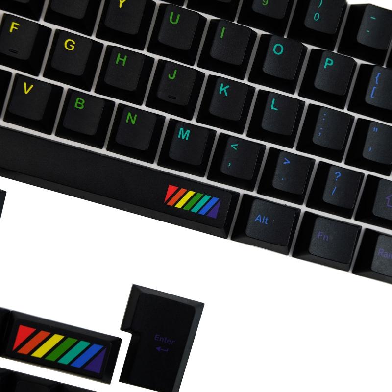 Midnight Rainbow Keycaps PBT Dye Sub for MX Hes  Mechanical Keyboard 142 Keys Fits 61 63 64 65 67 68 80