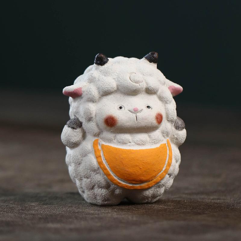 

Yixing Zisha Cute Sheep Pig Tea Pet Handmade Tea Sculpture Tea Figurine Play Toys Tea Statue Ornaments Supplies Decoration Craft