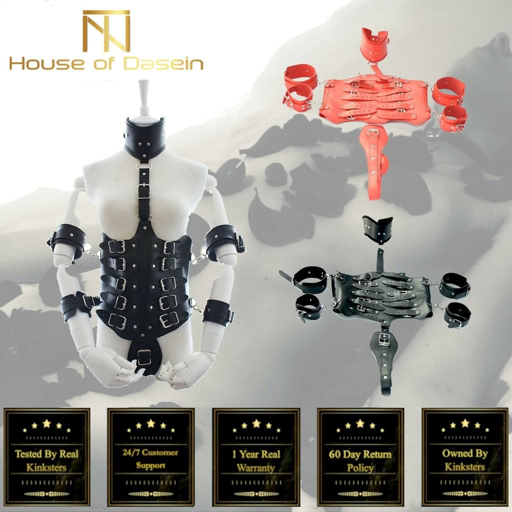 Leather  Corset Restraints Clothes Kink Fetish Collar Cuffs Body Harness
