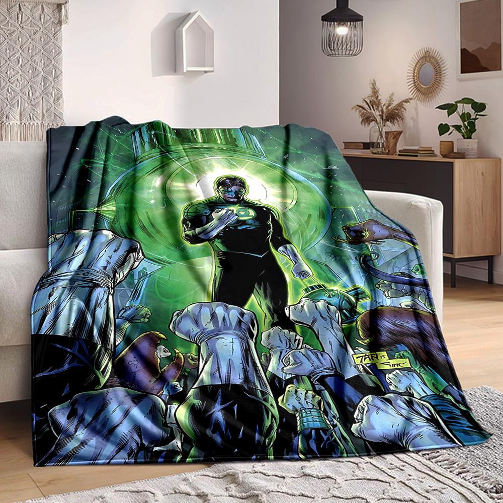 1pz Coperta Anello Lanterna Verde Fibra di Poliestere, Comfort per Tutte le Stagioni per Divano, Letto, Ufficio, Auto, Campeggio, Ideale Decorazione per la Casa e Regalo, Comfort per l'Ufficio