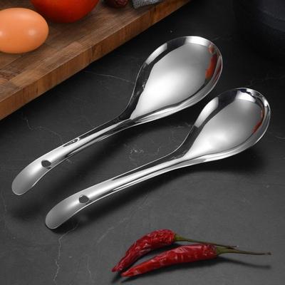 Cucchiaio Grande da Servizio in Acciaio Inossidabile Cucchiaioni Profondi Addensati per Zuppa Riso Lucidatura a Specchio Utensile da Cucina per Casa Ristorante Buffet