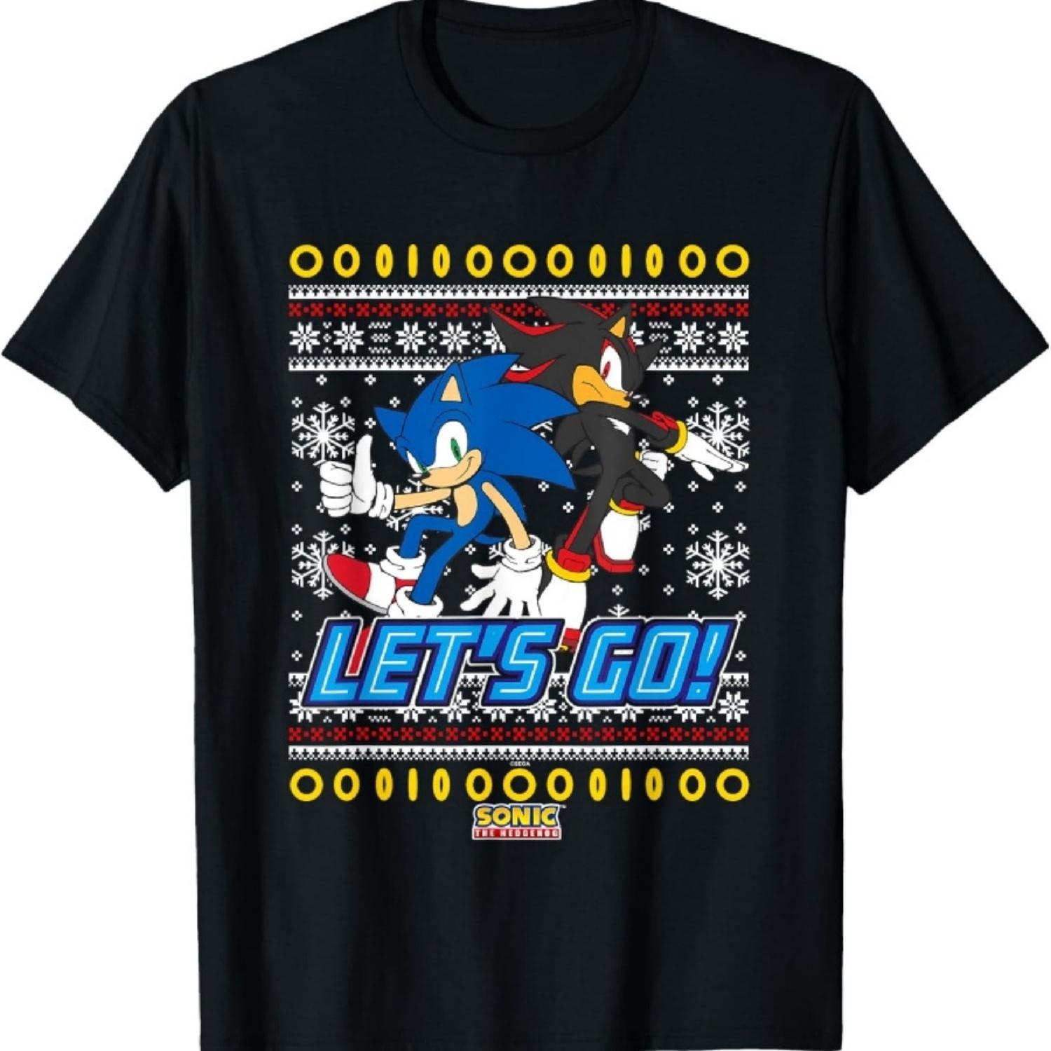 Рождественская футболка с уродливым свитером Соник Хеджхог Тень и Соник XXXXXL разноцветный