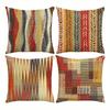 4 Pack Boho Tribal Pillowcases 45X45Cm Ethnic Woven Pattern Cushion Covers Beige Red Green For Living Room Zippered Linen
