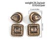 Luxury Temperament Geometric Square Gemstone Teardrop-shaped Dangle Earrings for Women Retro Fashion Earrings Jewelry Accessory