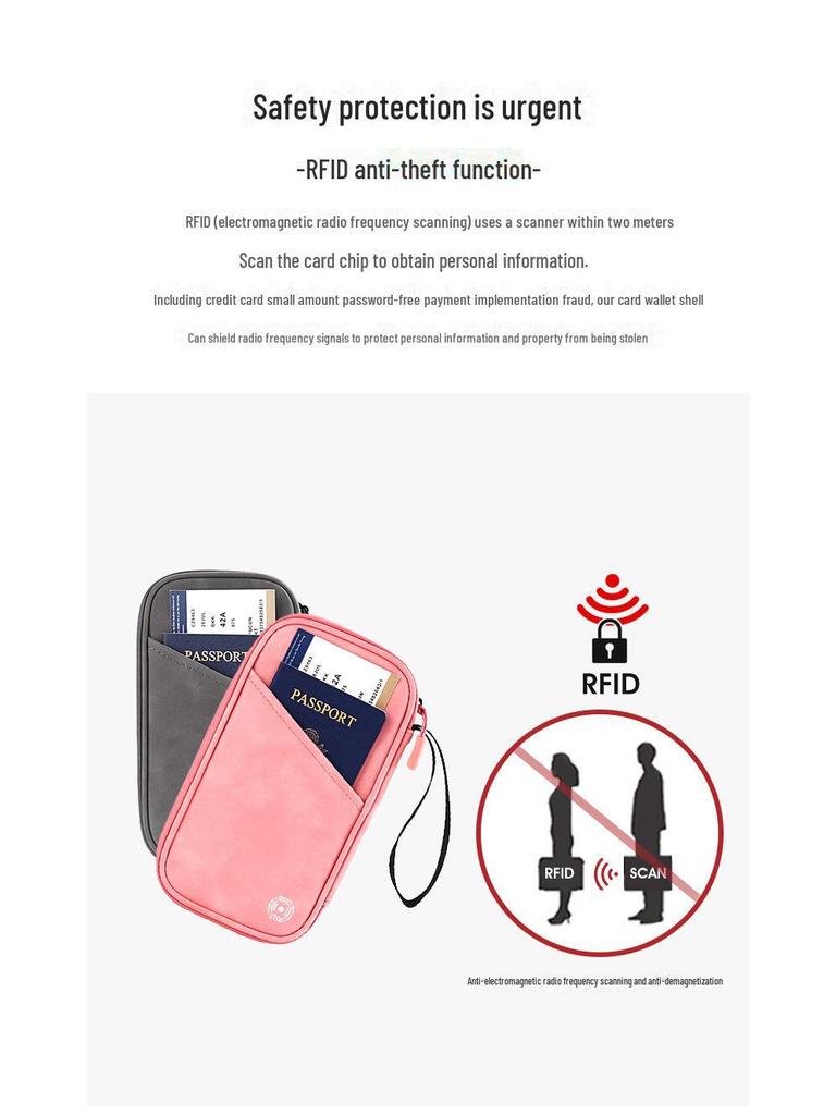RFID-blokkerende multifunksjonell pass- og ID-holder